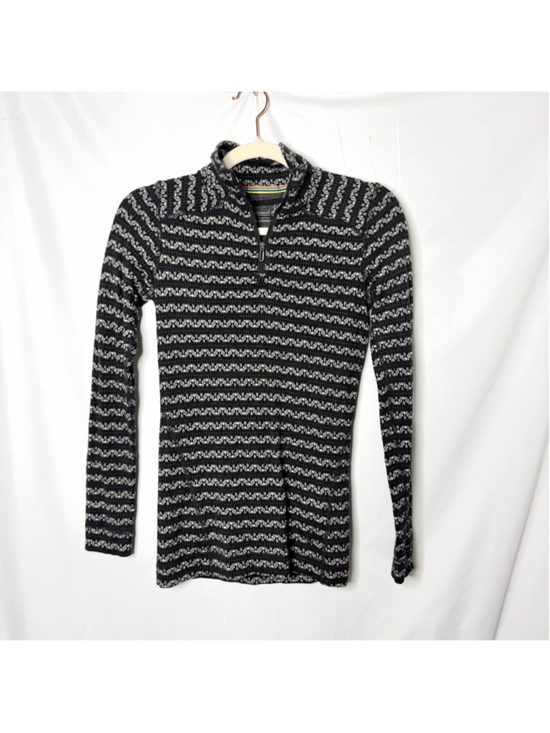 Smartwool Tops - Women's Smartwool Black Gray Striped Long Sleeve Quarter Zip XS